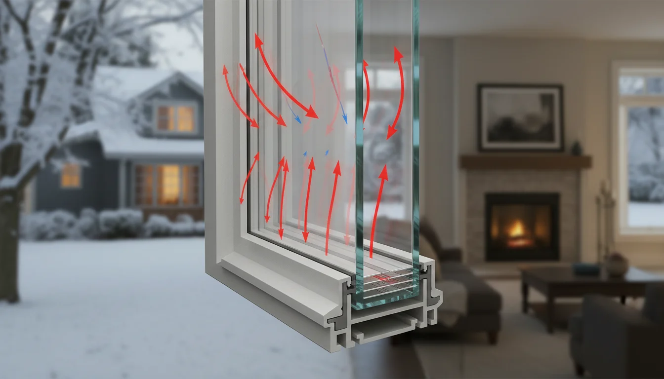 Low-E glass microscopic coating reflecting infrared heat inside Montreal home